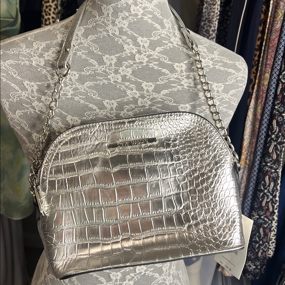 Steve Madden BMaggie Metallic Silver Crossbody Bag